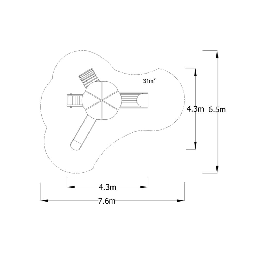 Bir Kuleli İki Kaydıraklı Ahşap Çocuk Oyun Parkı
