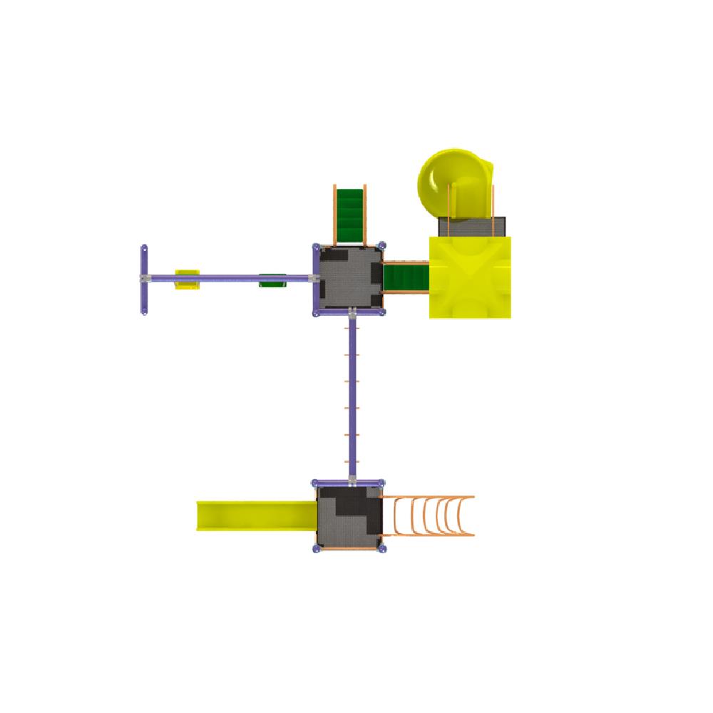 Bir Kuleli İki Kaydıraklı İkili Salıncaklı Çocuk Oyun Parkı