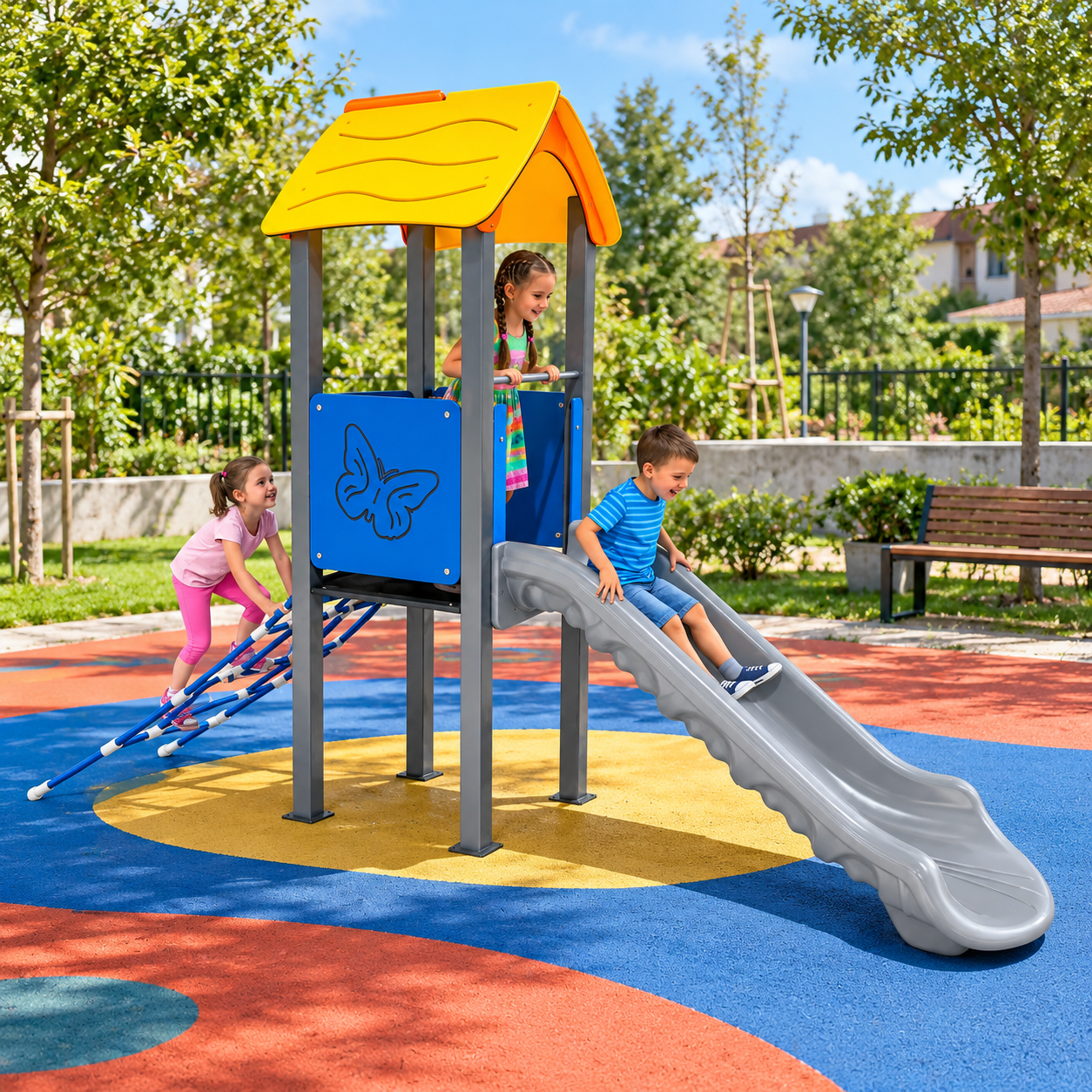 Bir Kuleli Kelebek Motifli Çocuk Oyun Parkı