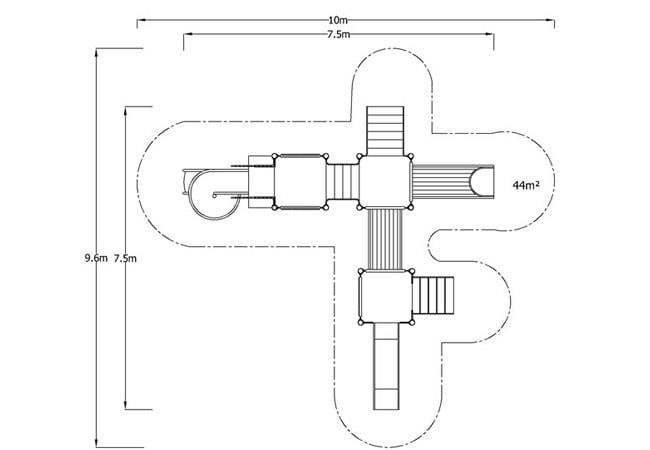 Bir Kuleli Üç Kaydıraklı Çocuk Oyun Parkı