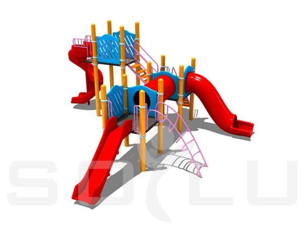 Bir Kuleli Üç Kaydıraklı Çocuk Oyun Parkı