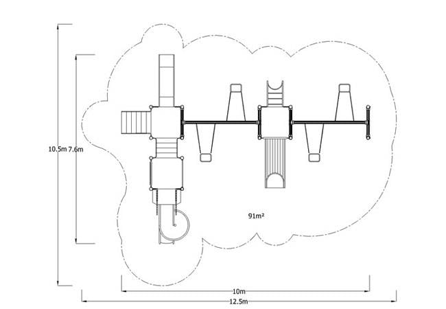 Bir Kuleli Üç Kaydıraklı İki İkili Salıncaklı Çocuk Oyun Parkı
