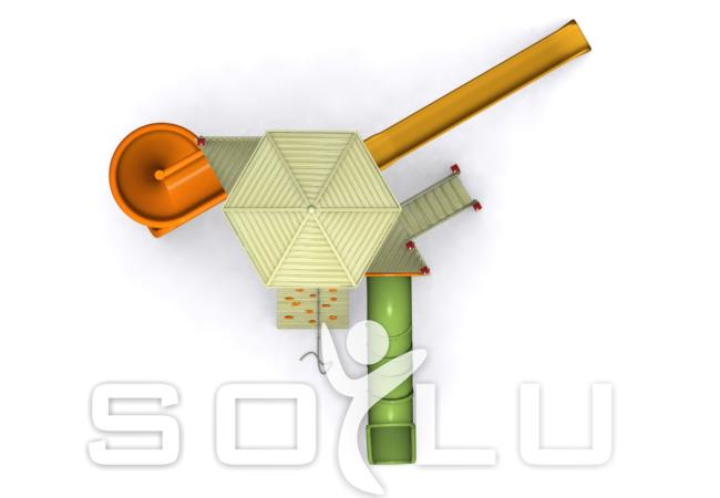 Bir Kuleli Üç Kaydıraklı Toki Modeli Ahşap Çocuk Parkı