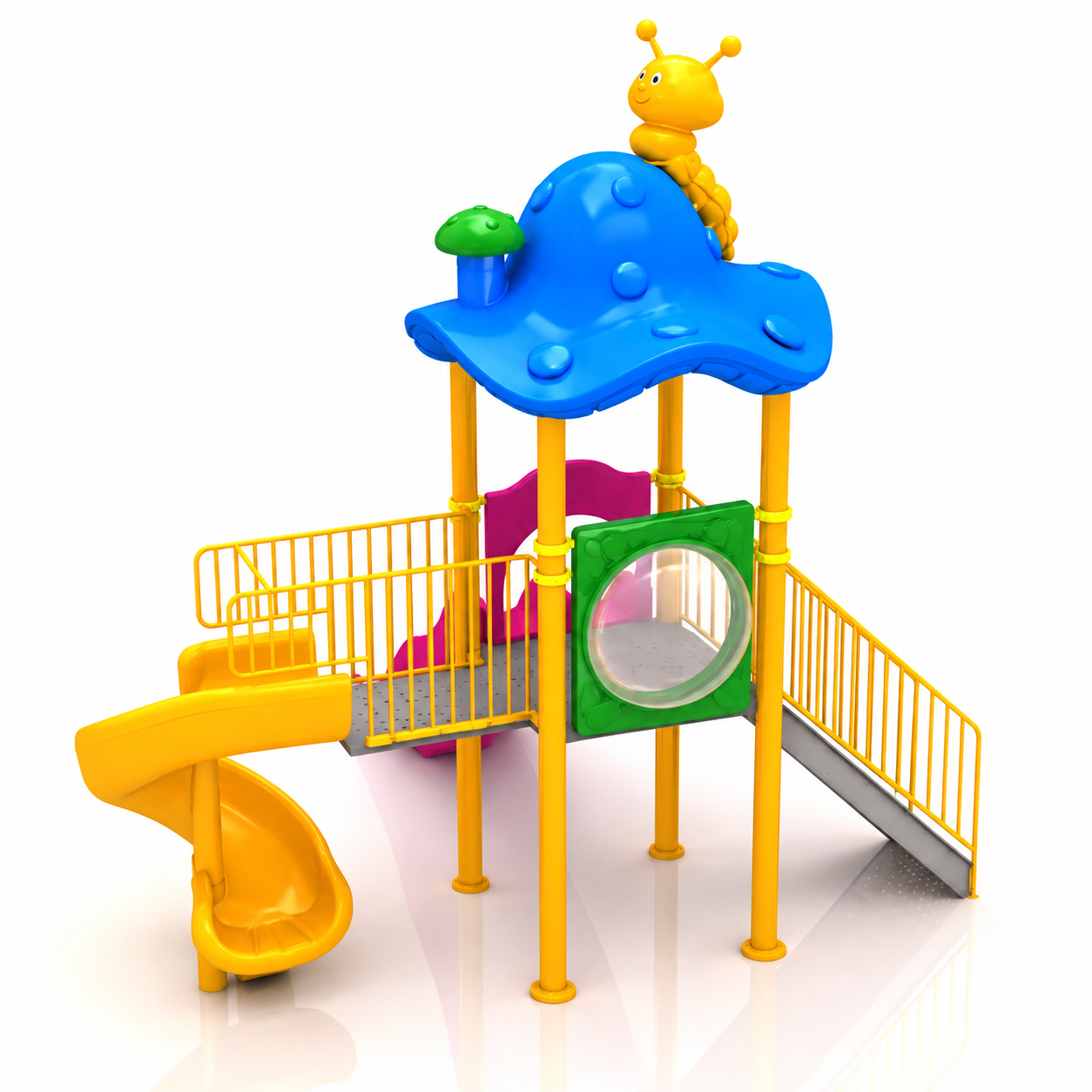 Mushroom Roof Playground Set with Two Slides – 3.5m x 4m