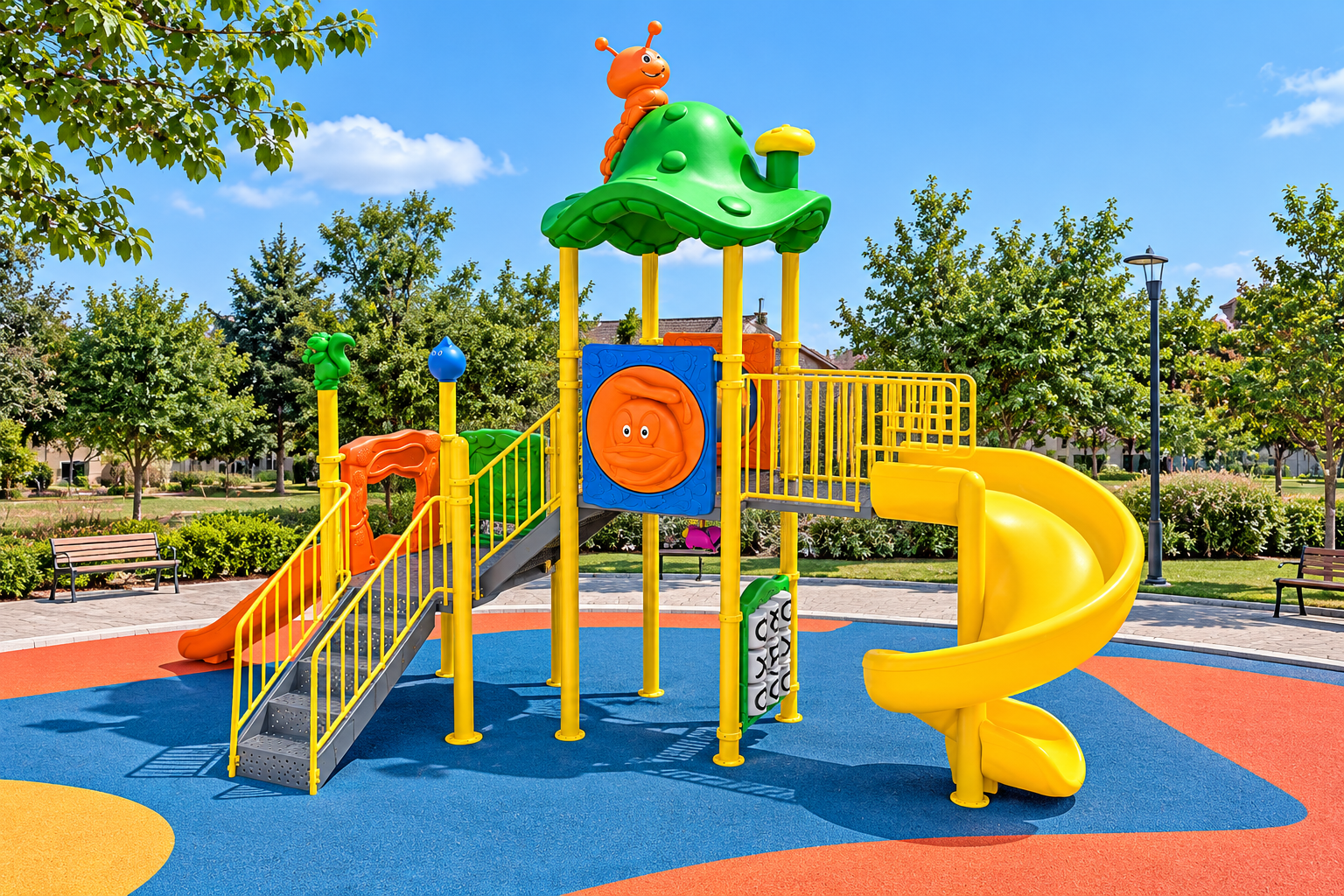 Mushroom Roof Playground Set – 7m x 5m with Two Slides