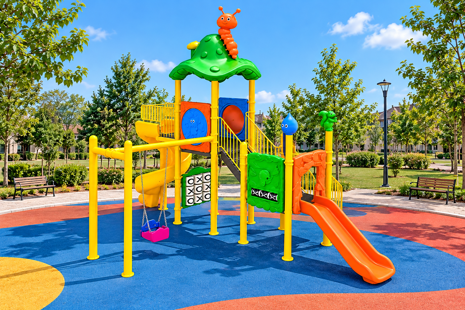 Mushroom Roof Playground Set – 7m x 5m with Two Slides