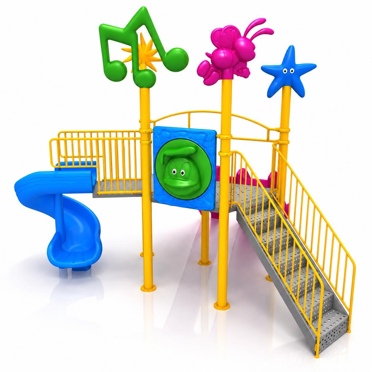 Single Tower Playground Set with Four Slides – 5.5m x 4m