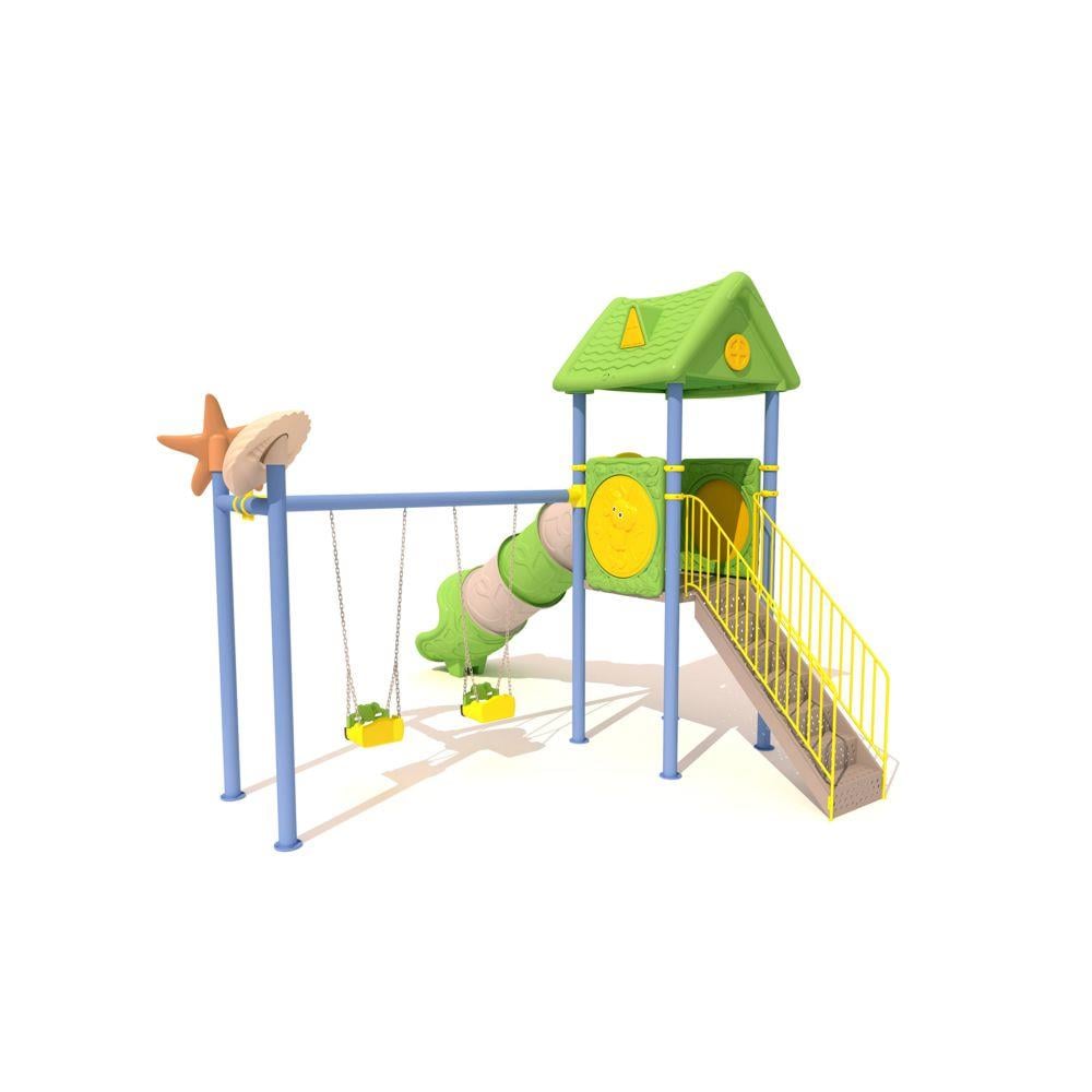 Çocuk Oyun Grubu Bir Kuleli - Tüp Kaydıraklı Ev Çatılı Model