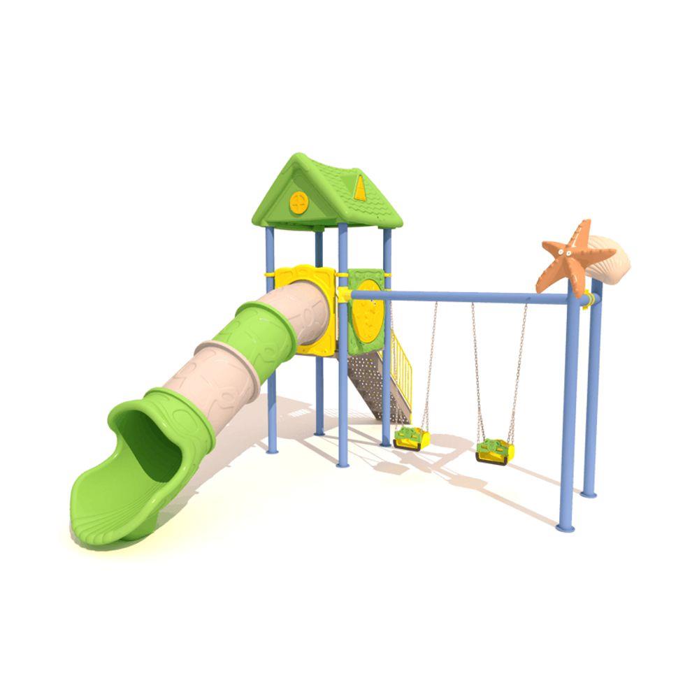 Çocuk Oyun Grubu Bir Kuleli - Tüp Kaydıraklı Ev Çatılı Model