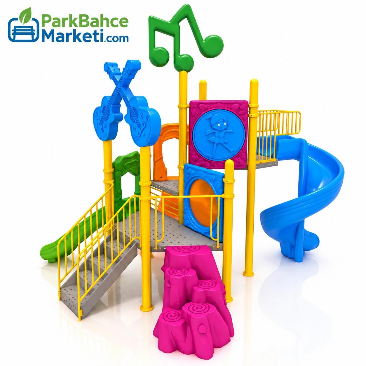 Musical-Themed Playground Set with Note and Guitar Figures – 5m x 6m