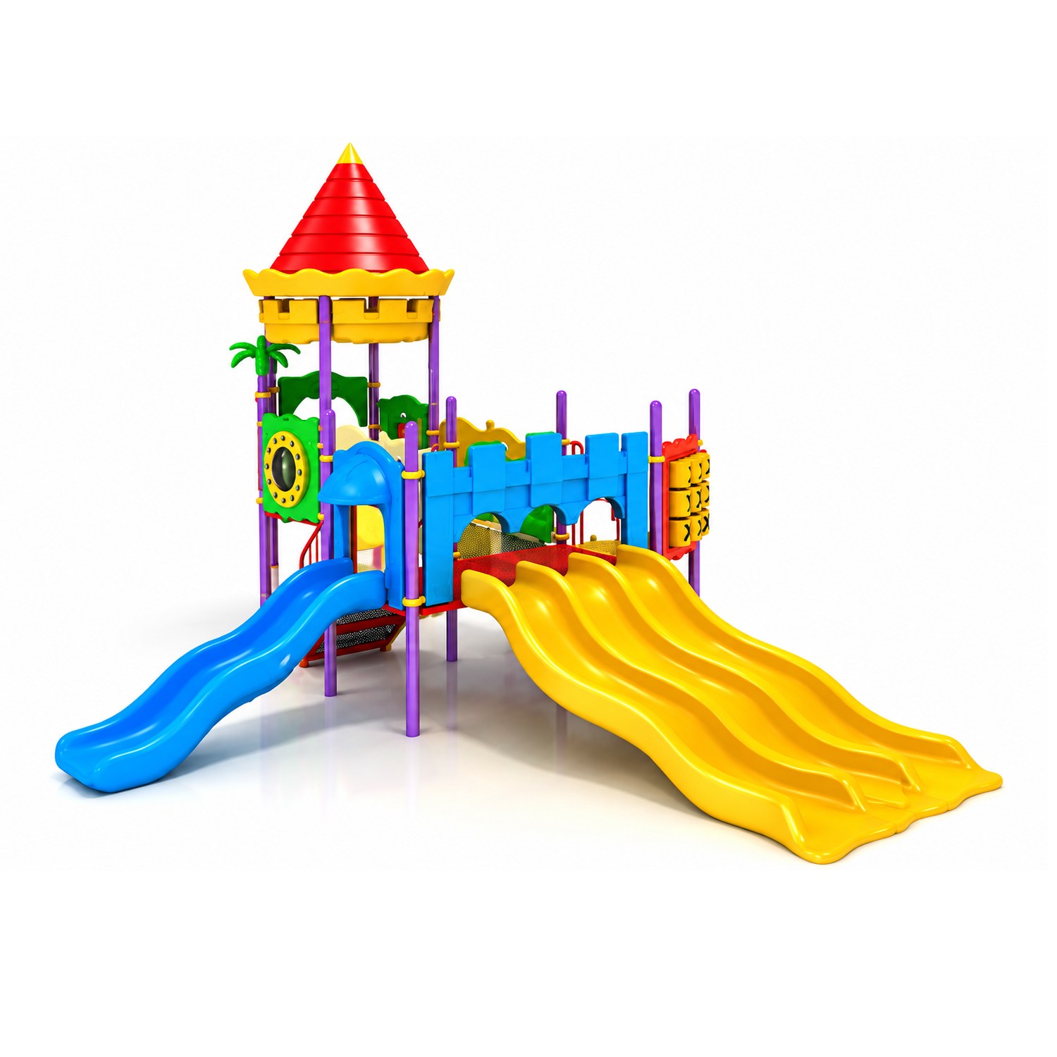 Children's Playground Set with Three Slides – BOS-61 (10x6m)