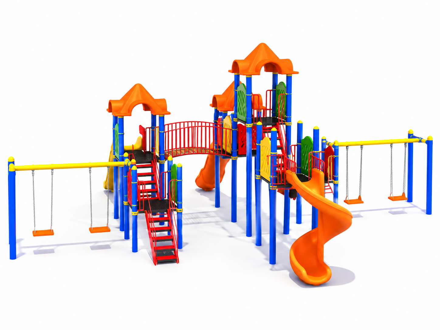 Outdoor Playground Set with Four Slides and Four Swings – BOS-15 (12x12m)