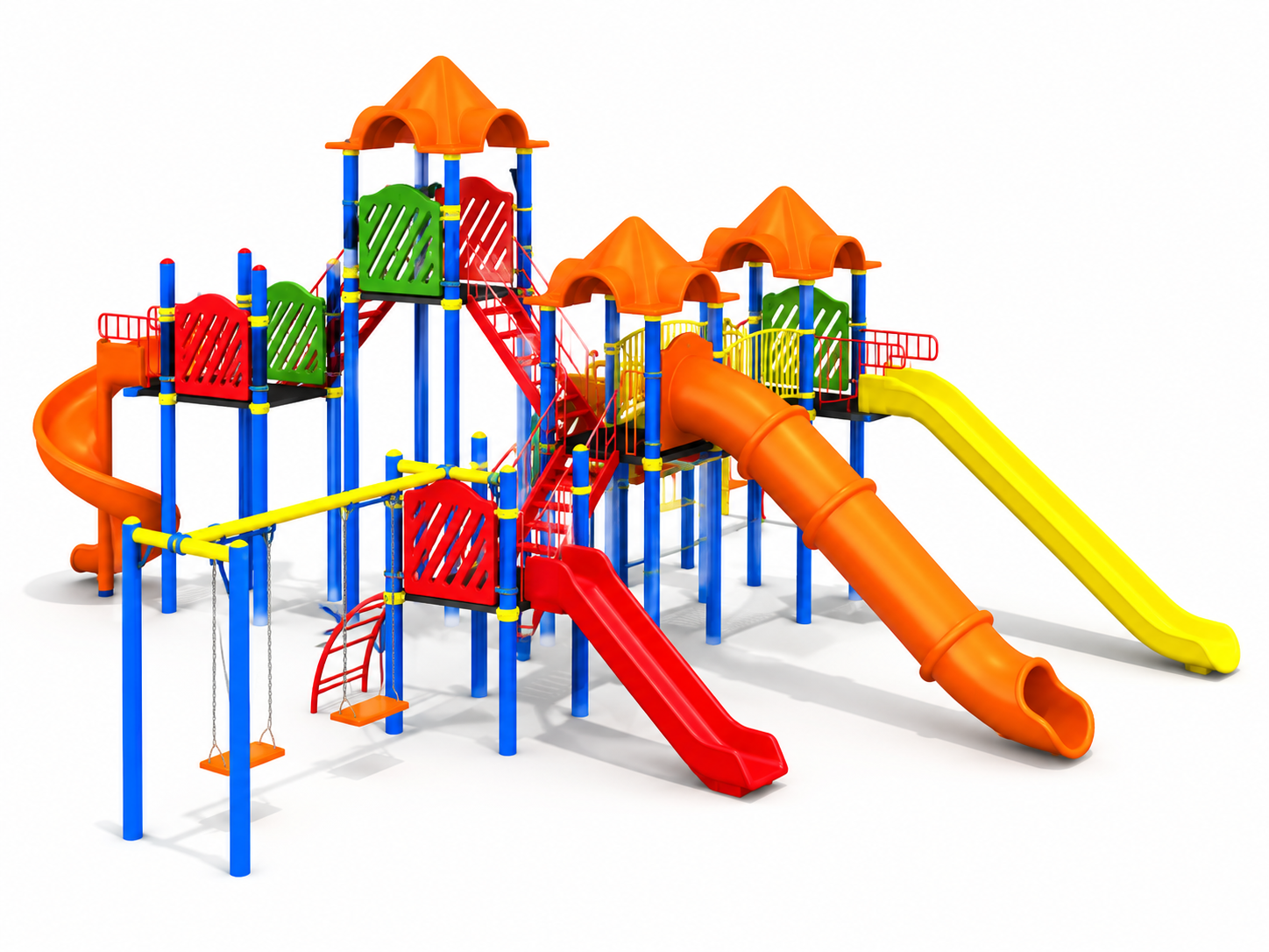 Outdoor Playground Set with Four Slides and Four Swings – BOS-15 (12x12m)