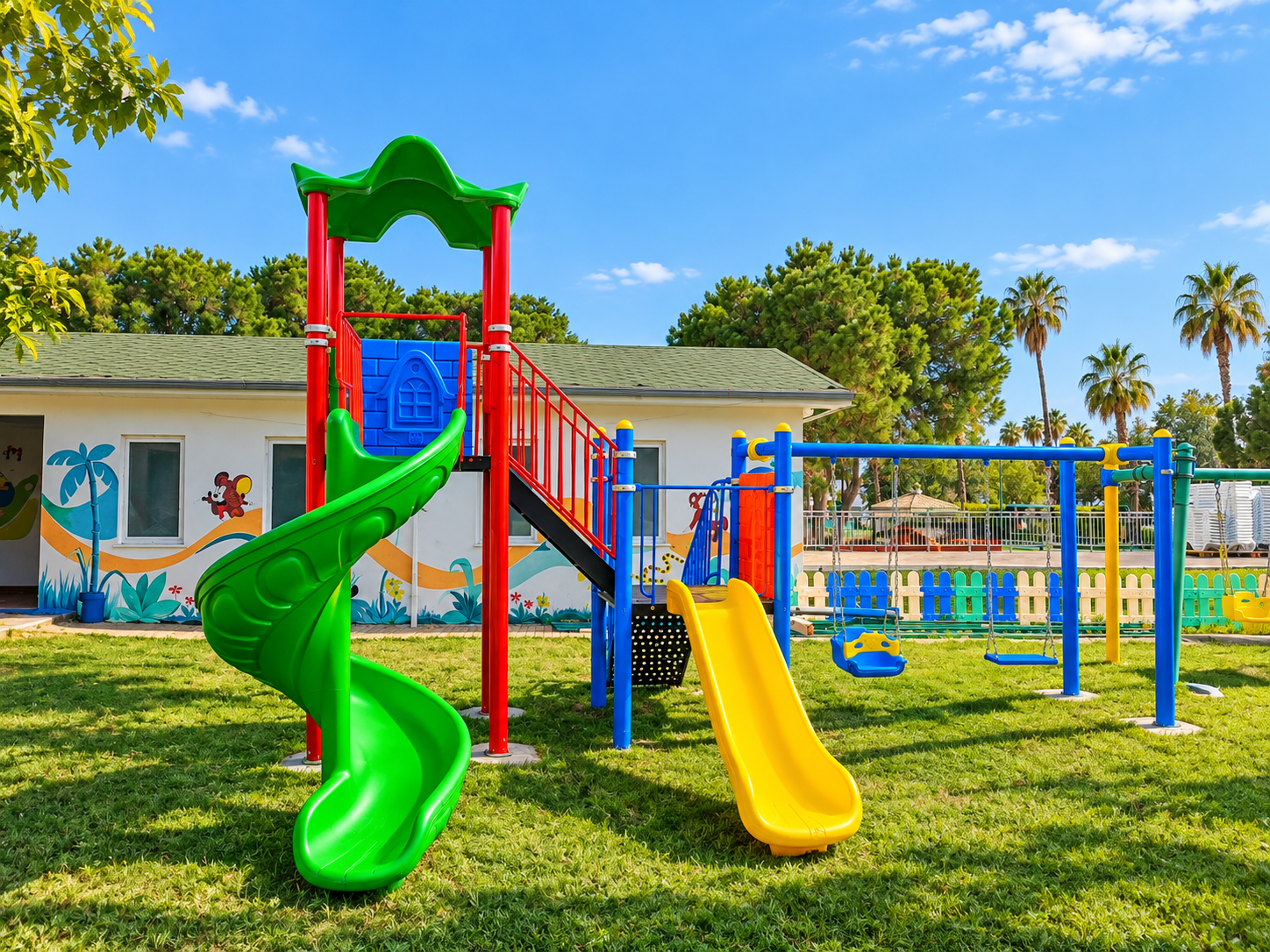 Çocuk Oyun Parkı 6.5x4.5m, İki Kaydıraklı Klasik Model