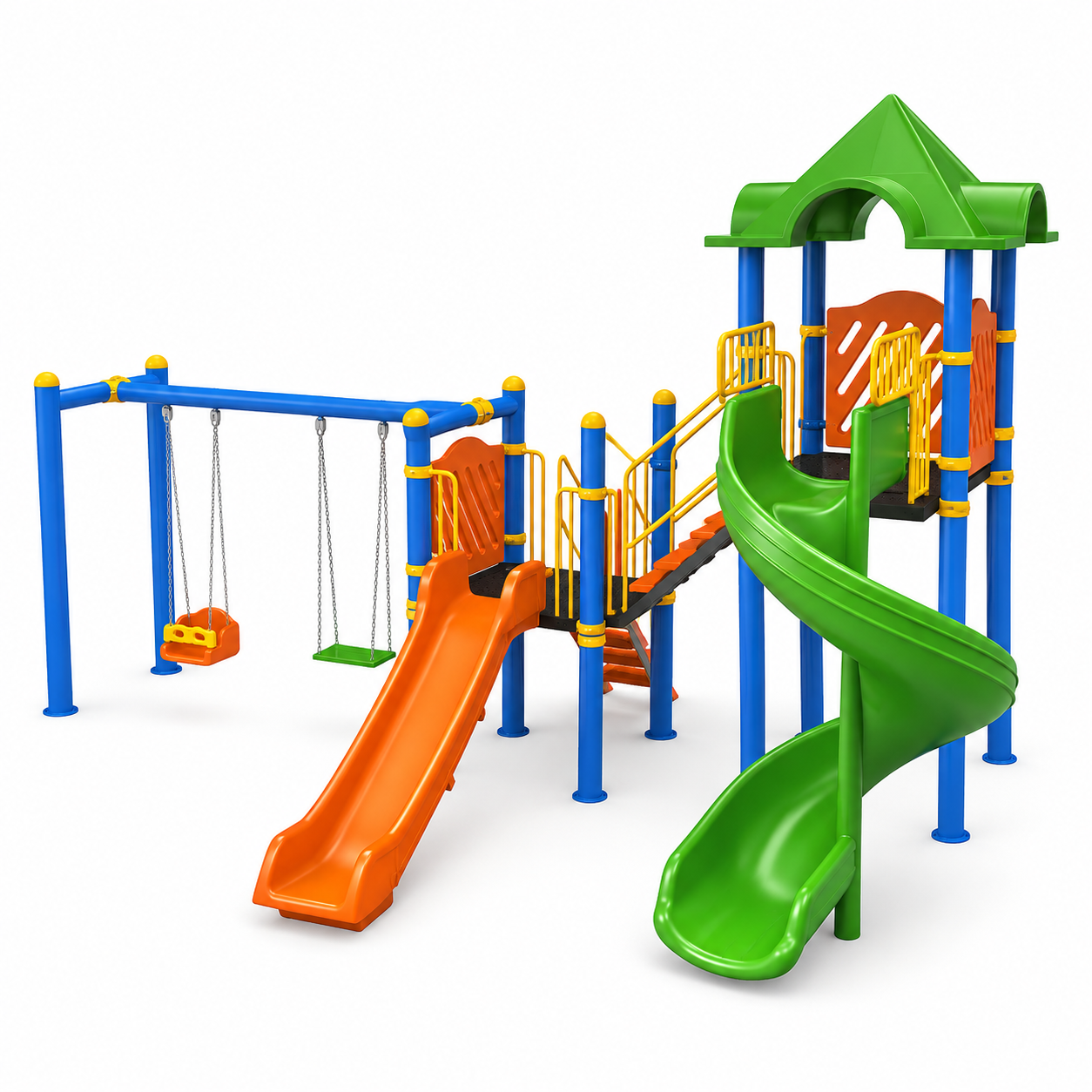 Çocuk Oyun Parkı 6.5x4.5m, İki Kaydıraklı Klasik Model