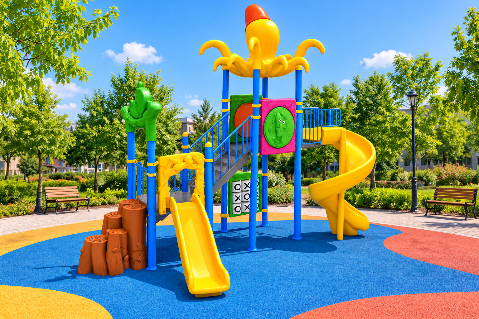 Octopus Roof Playground Set – 7m x 4m with Two Slides