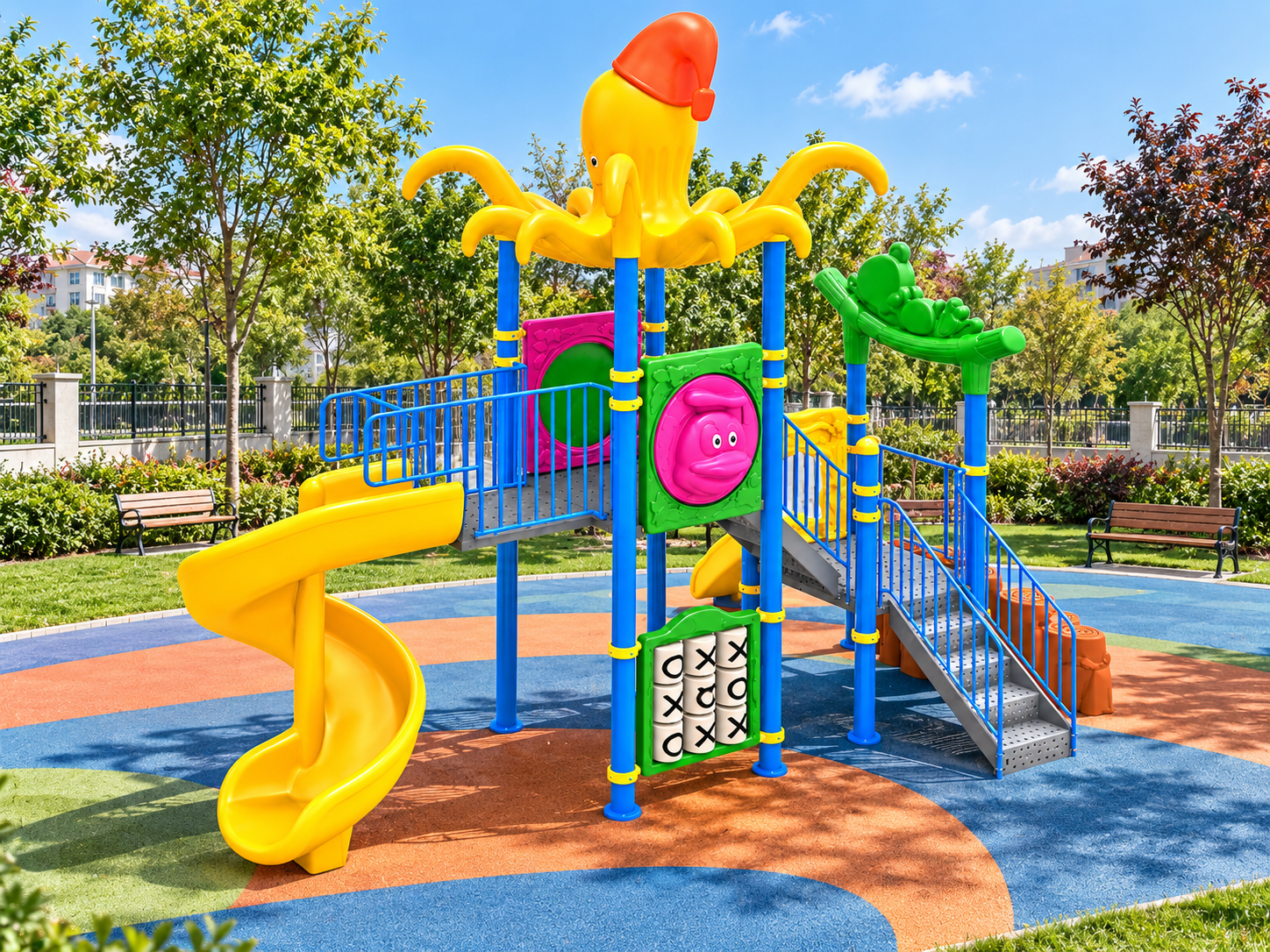 Octopus Roof Playground Set – 7m x 4m with Two Slides