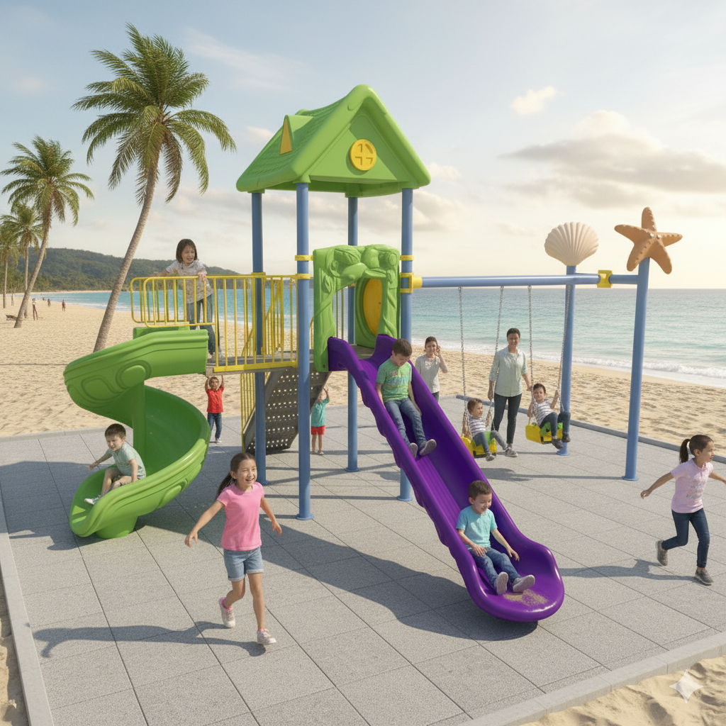 Çocuk Oyun Parkı ENJ01900 - İki Kaydıraklı Ev Temalı Model