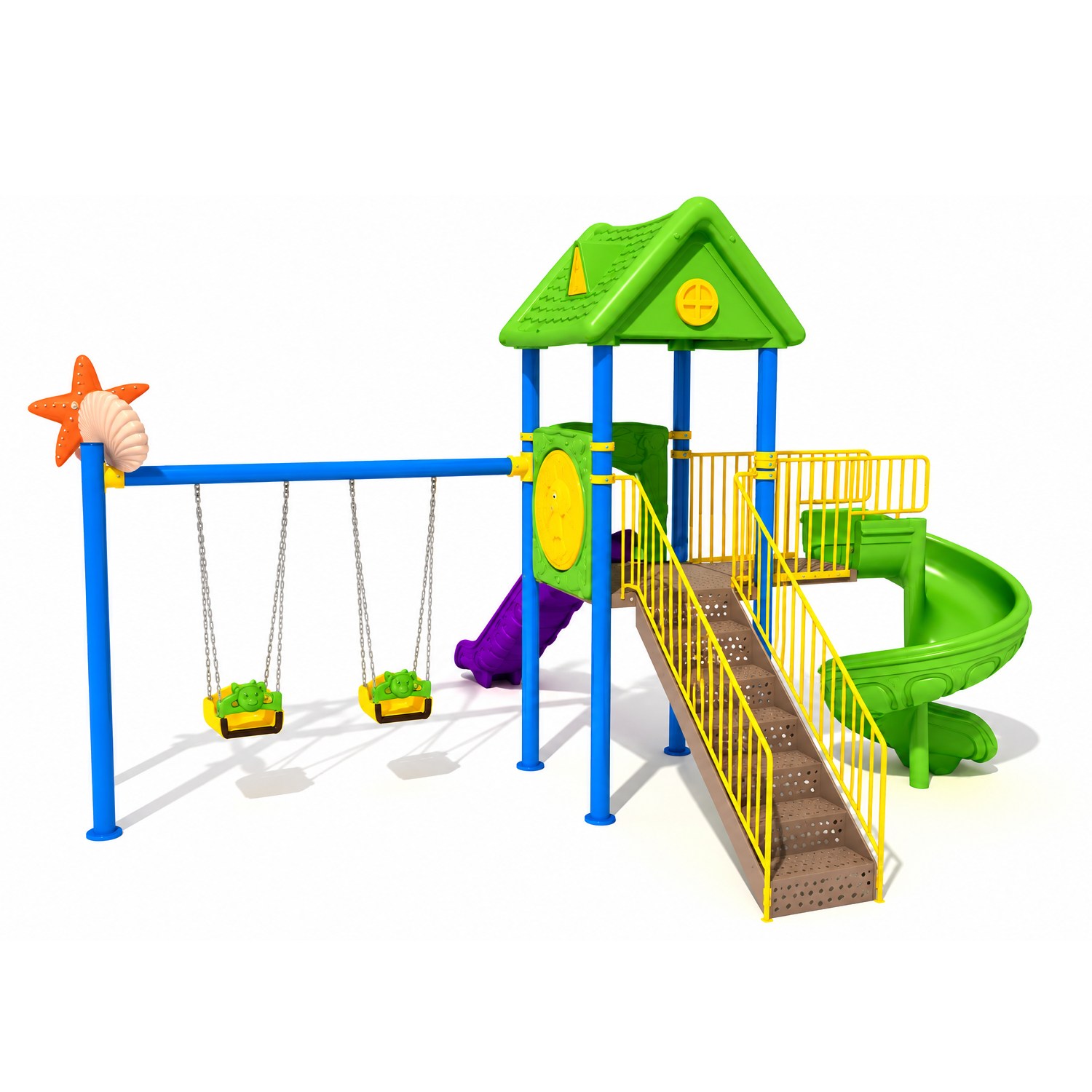 Çocuk Oyun Parkı ENJ01900 - İki Kaydıraklı Ev Temalı Model