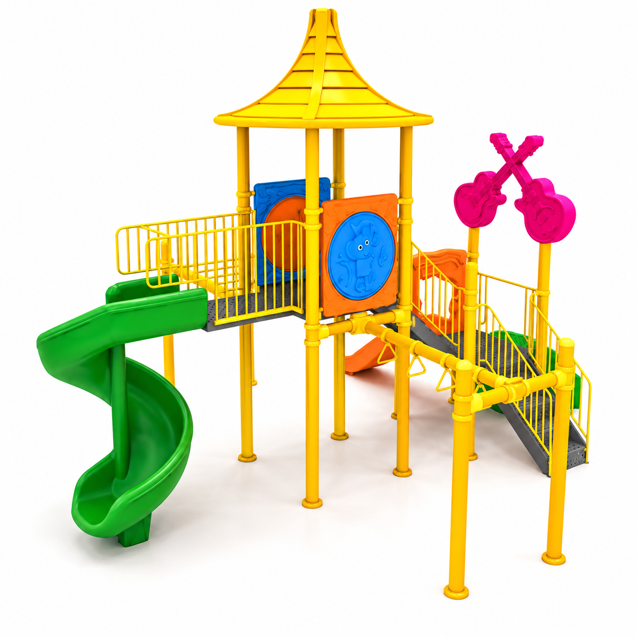 Double Tower Playground Set | 7m x 5.6m | Guitar Figure | EN1176 Certified