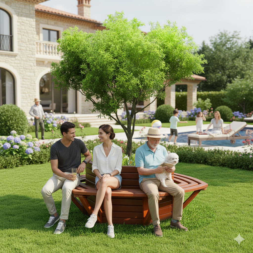 Dış Mekan Ahşap Bank ve Çiçeklik