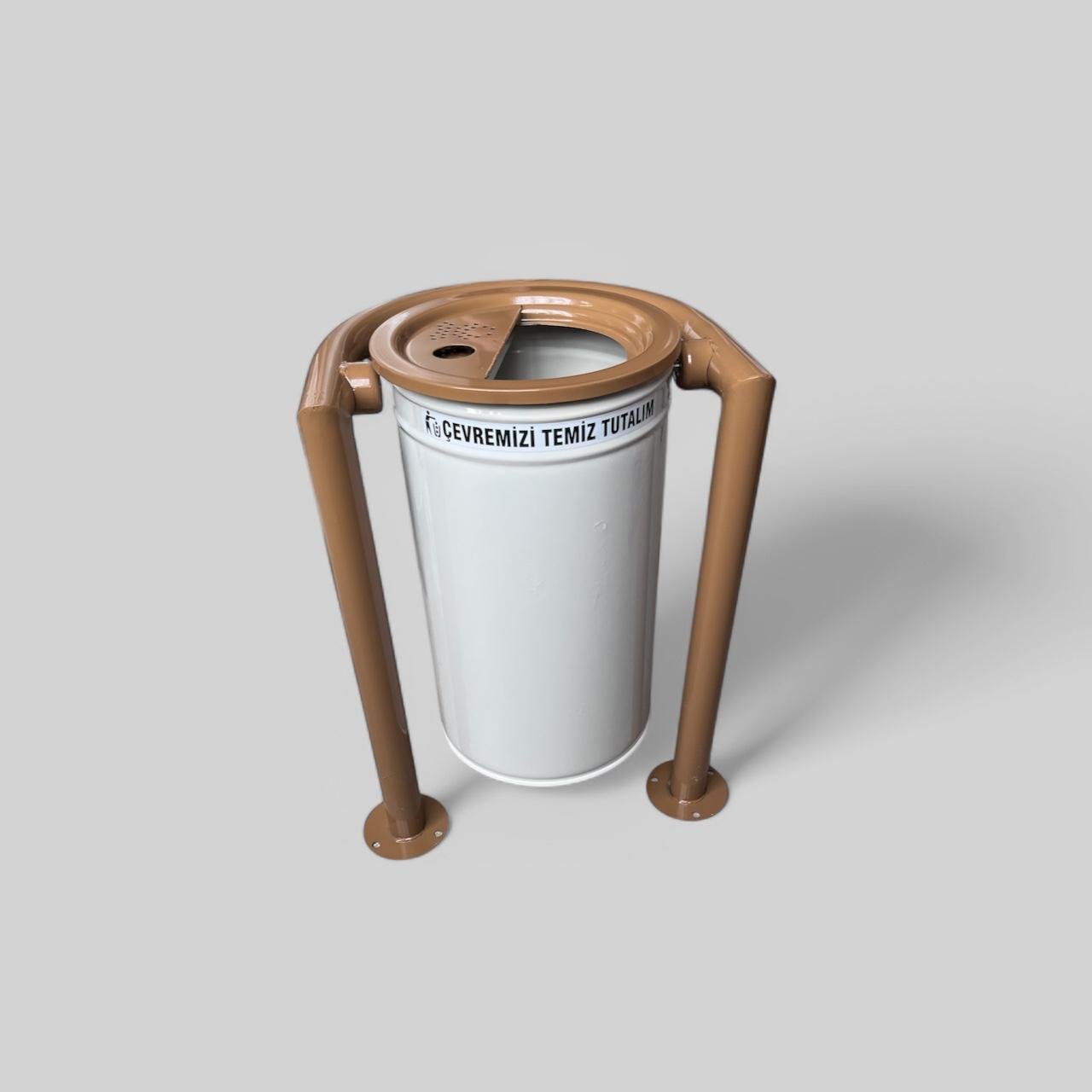 Dış Mekan Bahçe Çöp Kovası 30l Krem-Kahve