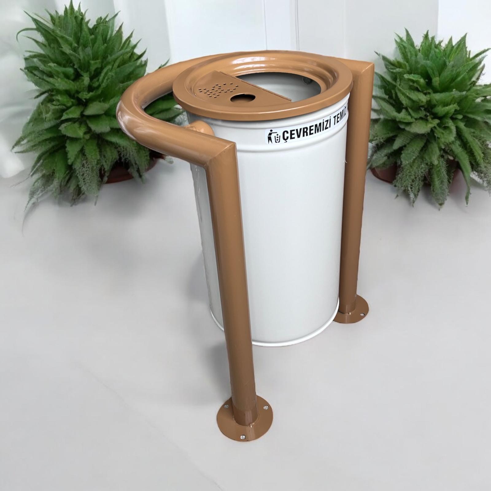 Dış Mekan Bahçe Çöp Kovası 30l Krem-Kahve