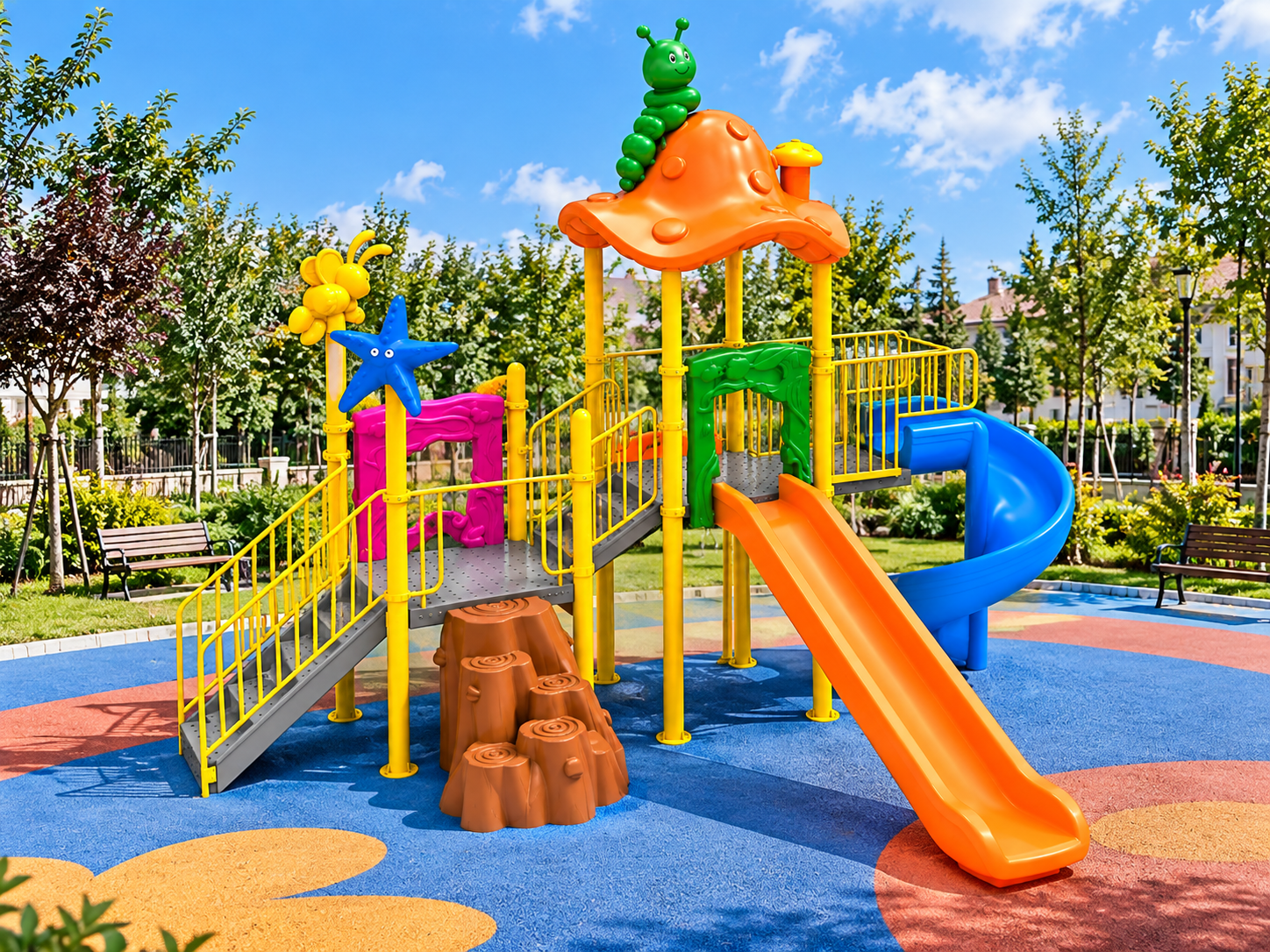 Dış Mekan Çocuk Oyun Parkı 6x6m, Mantar Çatılı