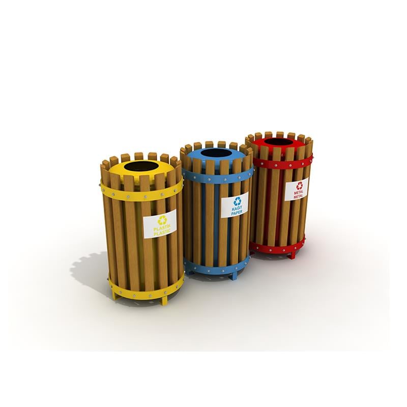 Dış Mekan Geri Dönüşüm Atık Ünitesi Ahşap