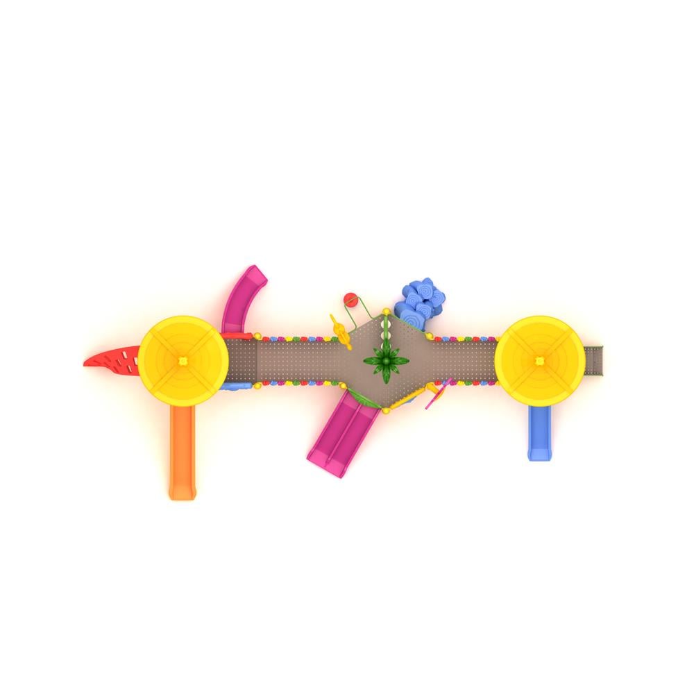 Dört Kuleli Dört Kaydıraklı Konik Çatılı Çocuk Oyun Grubu