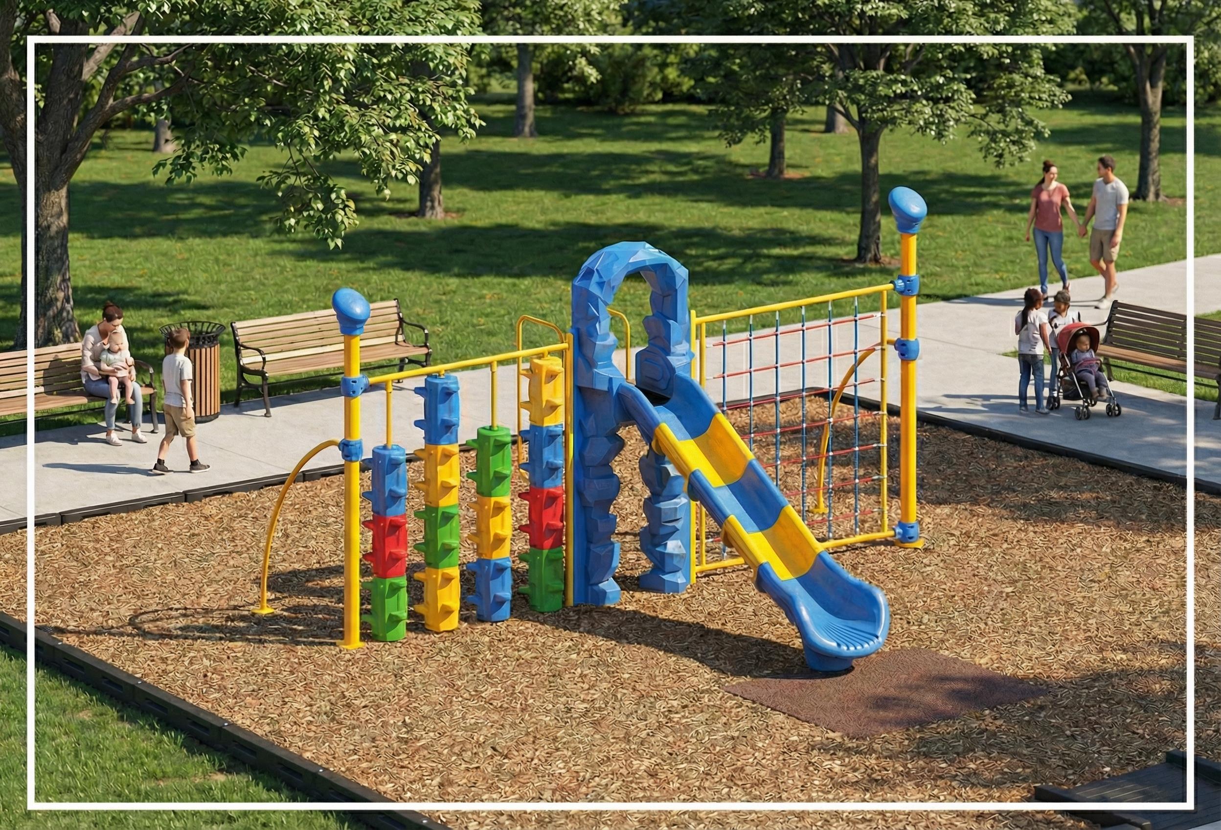 Düz Kaydırak İlaveli Silindir ve İp Tırmanma Elemanı