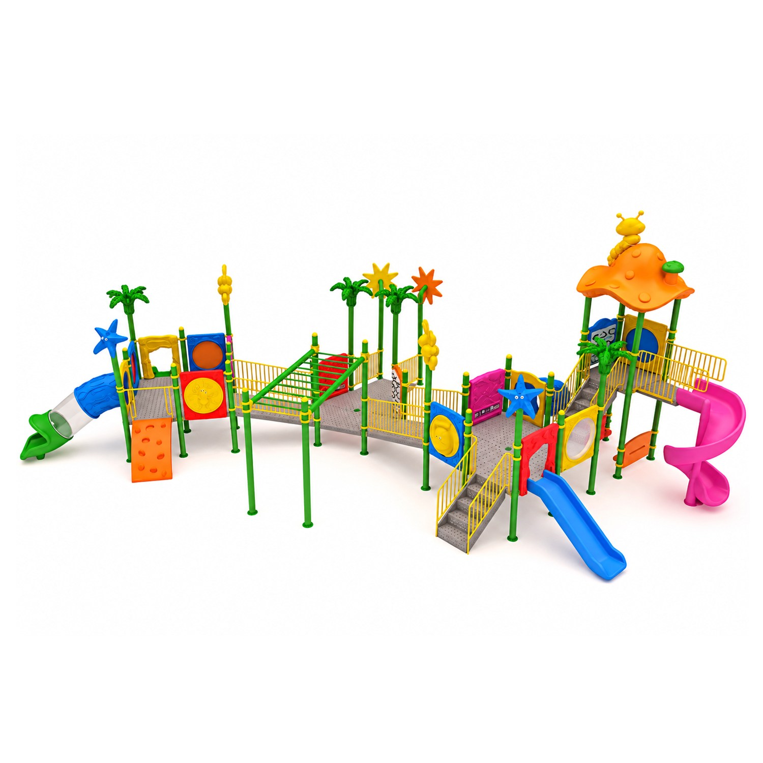 Inclusive Outdoor Playground with Mushroom-Shaped Roof – 11 x 13 m