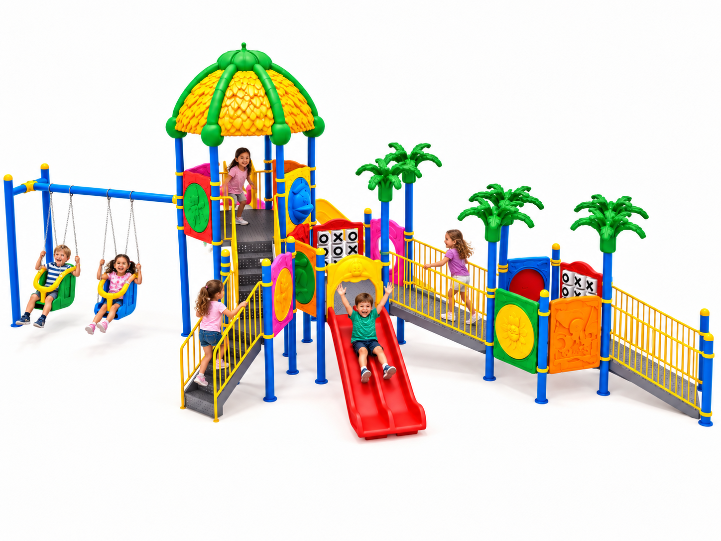 Inclusive Outdoor Playground with Dual Accessible Swings – 15 x 7 m