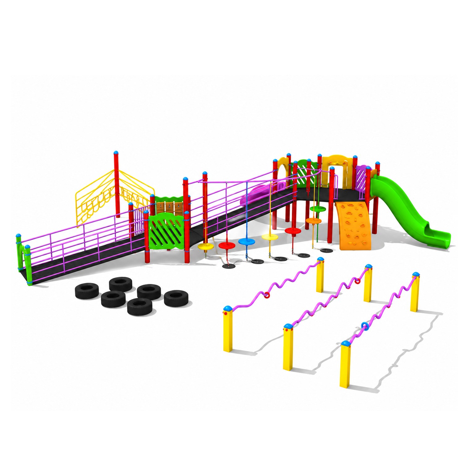 Engelsiz Çocuk Oyun Parkı 10x7m, Çoklu Aktiviteli Model