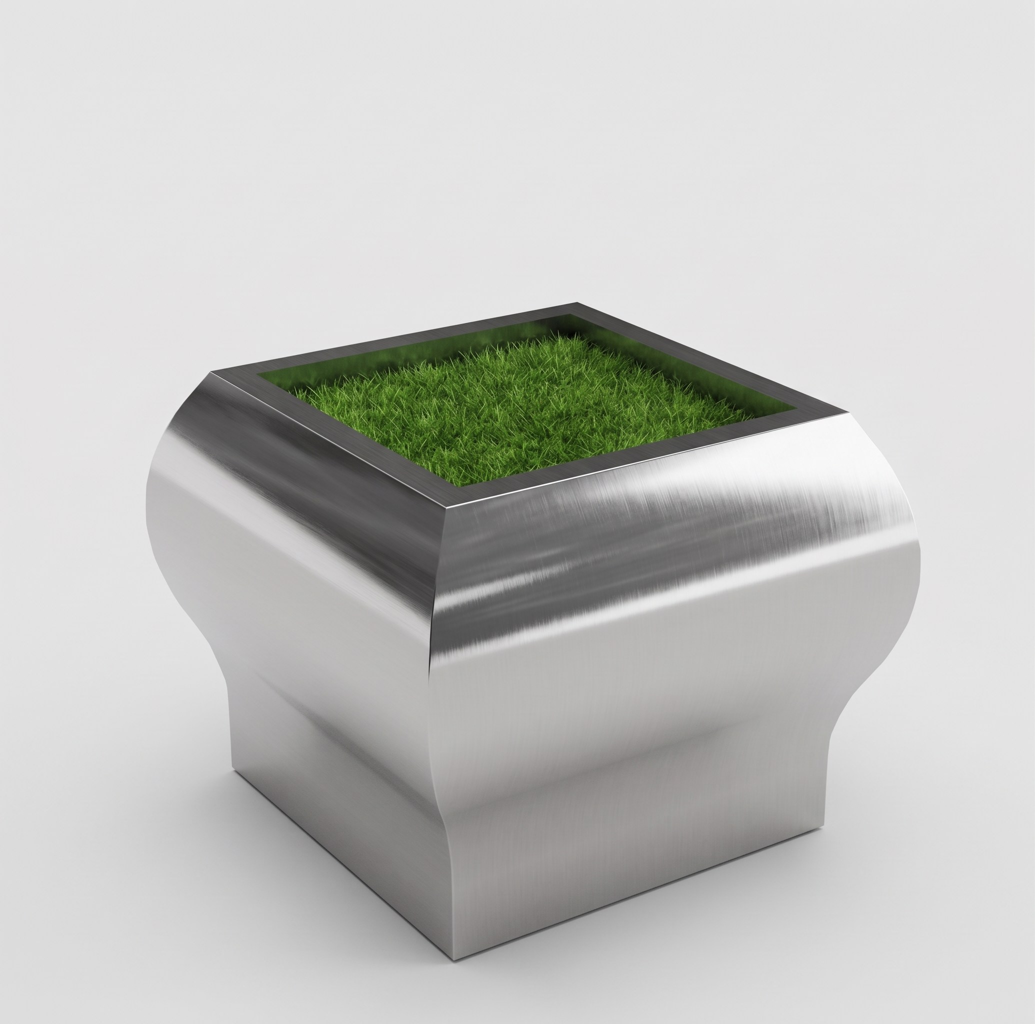 İç ve Dış Mekan Dekoratif Paslanmaz Metal Saksı 50x50x40 cm – 70 Litre