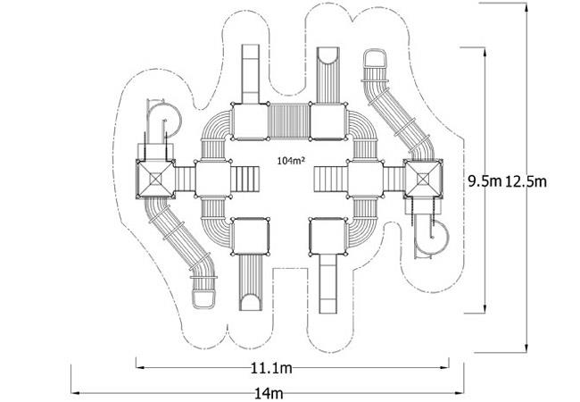 İki Kuleli Altı Kaydıraklı Çocuk Oyun Parkı