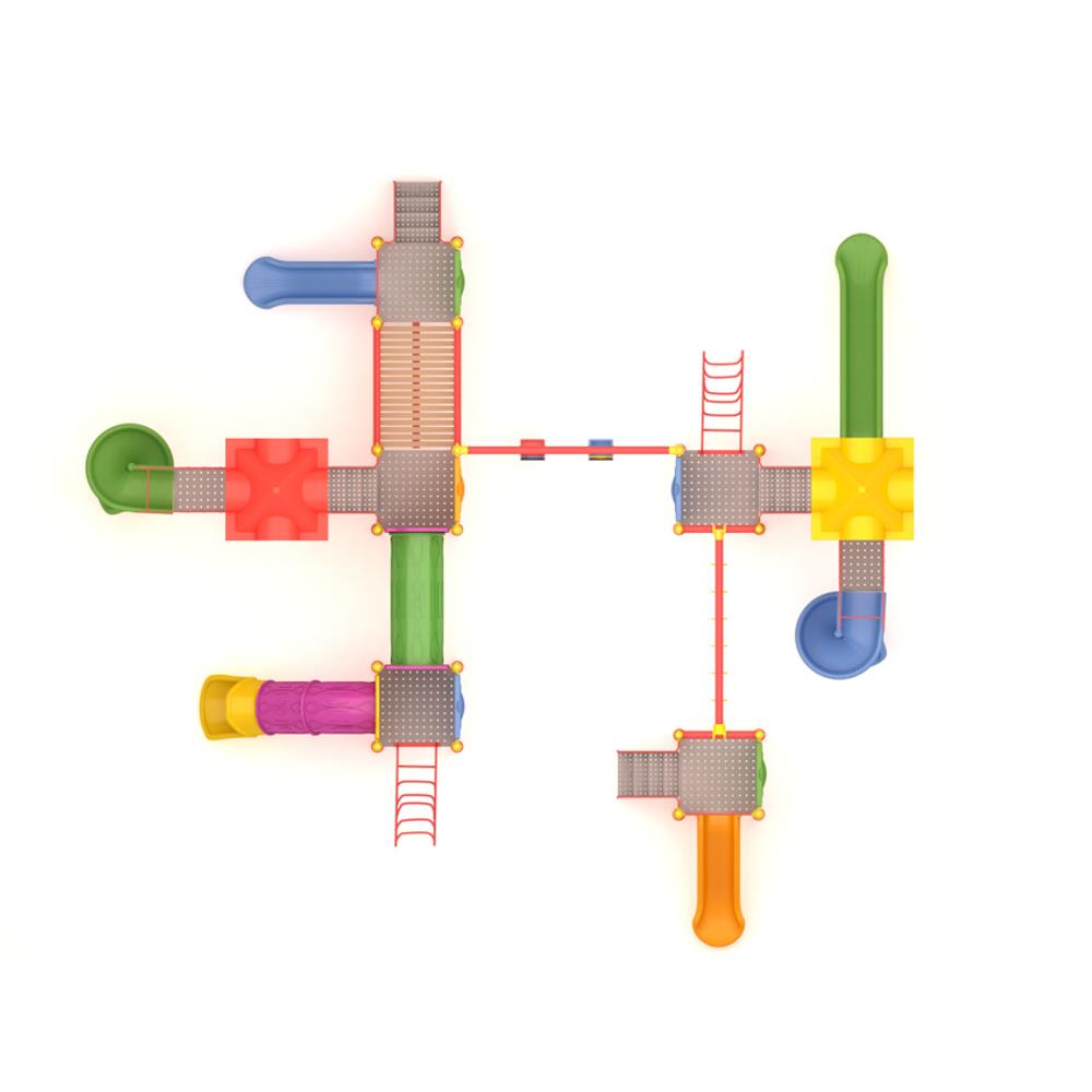 İki Kuleli Altı Kaydıraklı İkili Salıncaklı Çocuk Oyun Parkı