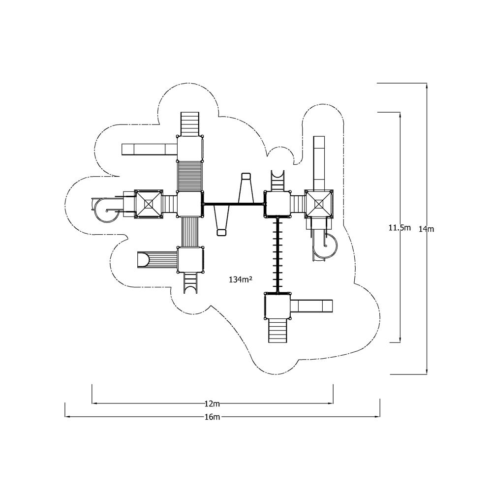 İki Kuleli Altı Kaydıraklı İkili Salıncaklı Çocuk Oyun Parkı