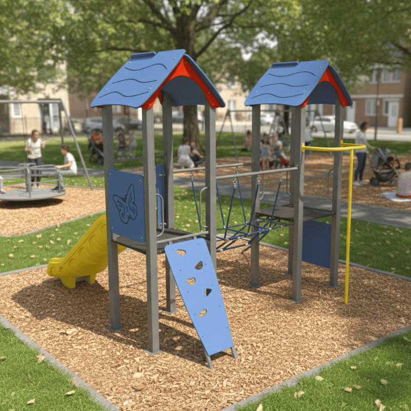 İki Kuleli Halat Köprülü Çocuk Oyun Grubu