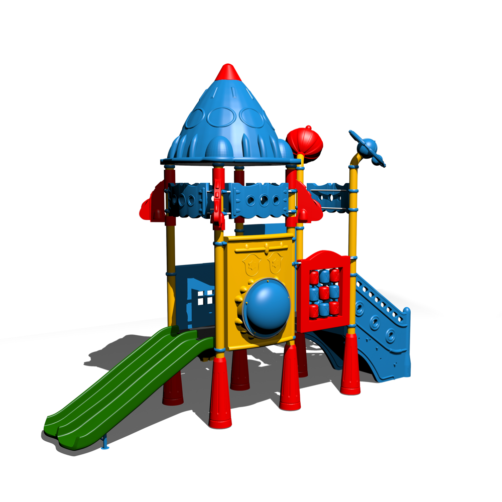 İki Kuleli İki Kaydıraklı Roket Temalı Çocuk Oyun Grubu