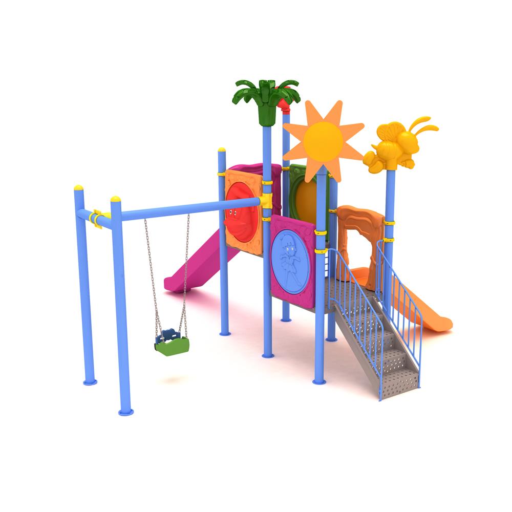 İki Kuleli İki Kaydıraklı Salıncaklı Çocuk Oyun Grubu