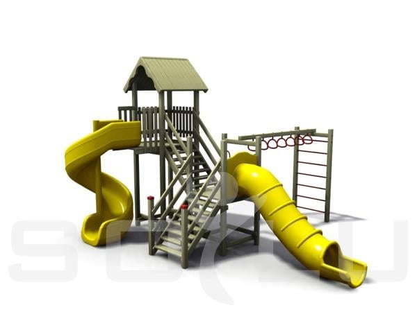 İki Kuleli Toki Modeli Ahşap Çocuk Parkı