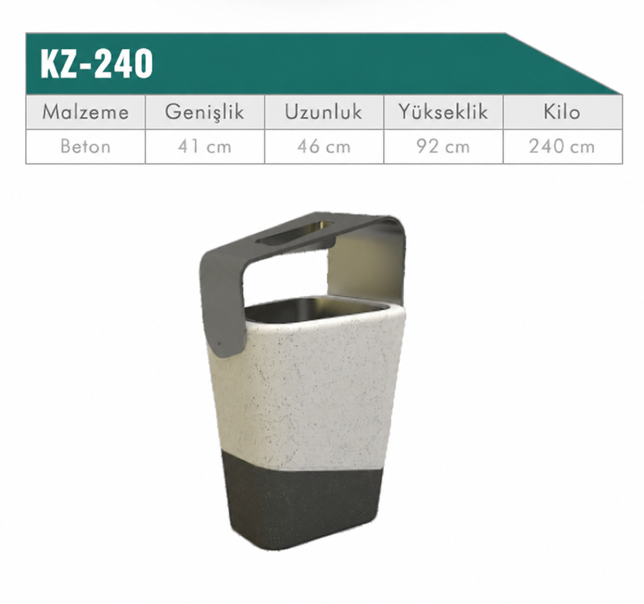 KZ-240 Modern Tasarım Beton Çöp Kovası