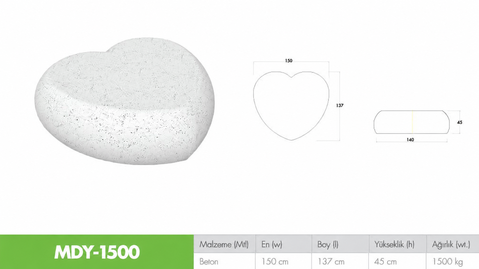 MDY-1500 Kalp Şekilli Konsept Beton Bank