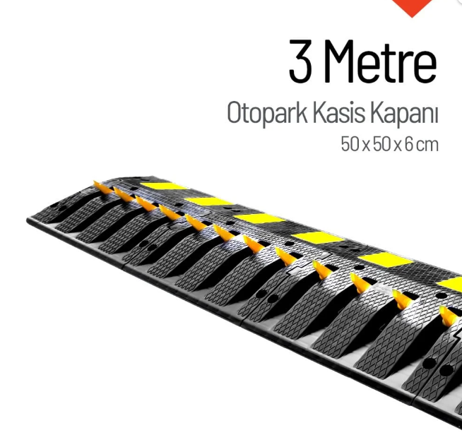 Otopark Kasis Kapanı 3 Metre Set - Tek Yönlü Araç Kapanı ve Hız Kasisi