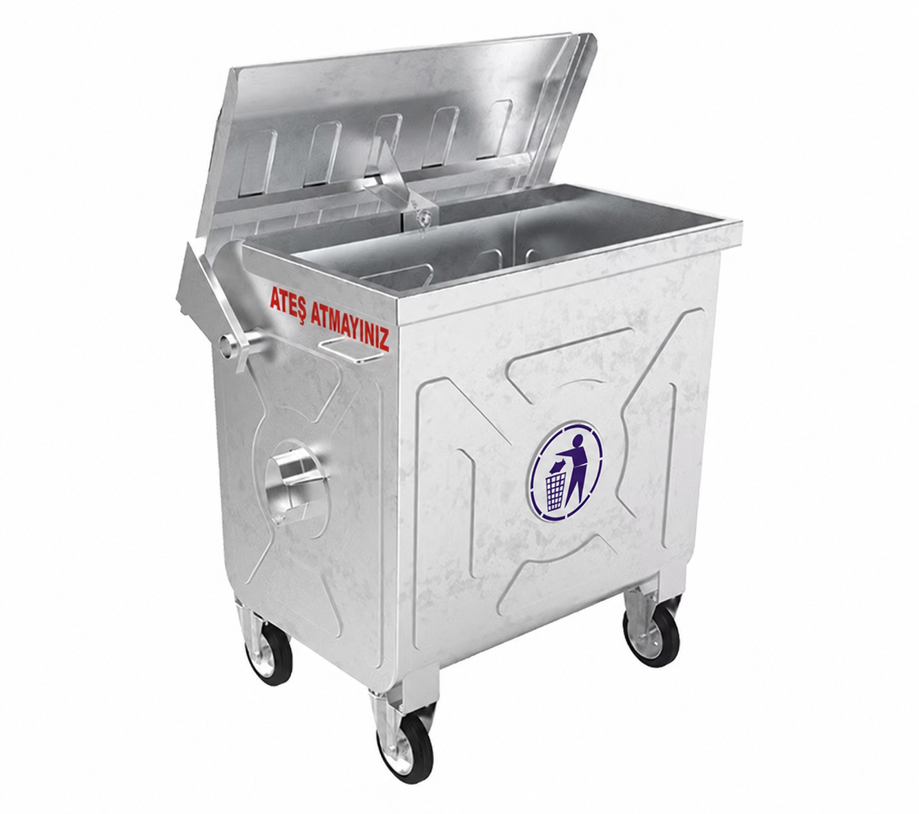 Sıcak Daldırma Galvanizli Çöp Konteyneri 400 Litre 