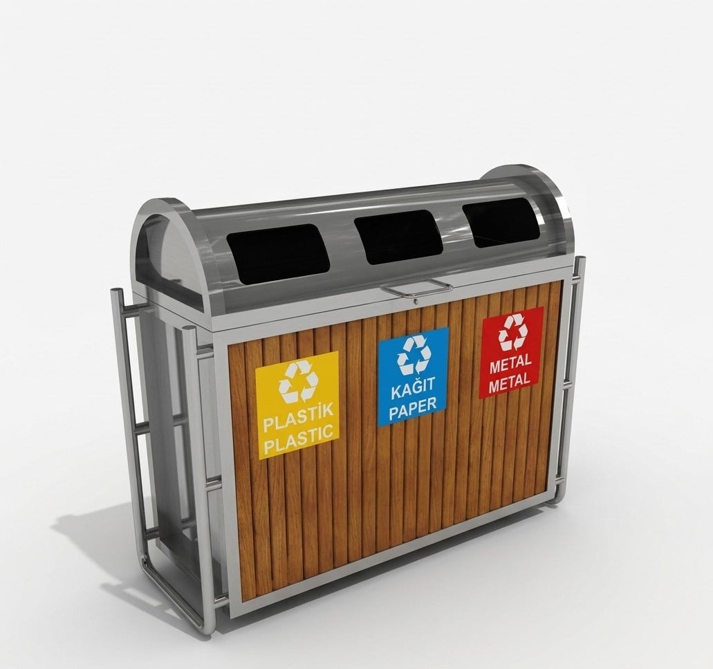 Triple Zero Waste Recycling Unit – 3x53L Wood-Coated Metal