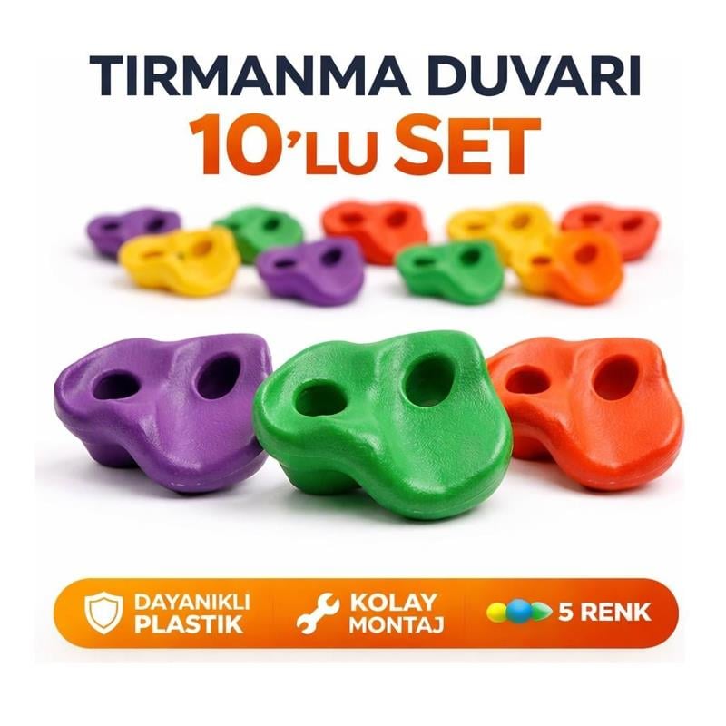 Tırmanma Duvarı Tutamağı 10'lu Set | Plastik Tırmanma Taşı | Duvar Tırmanma Aparatı