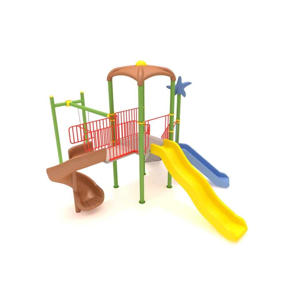 Üç Kaydıraklı Bir Salıncaklı Çocuk Parkı