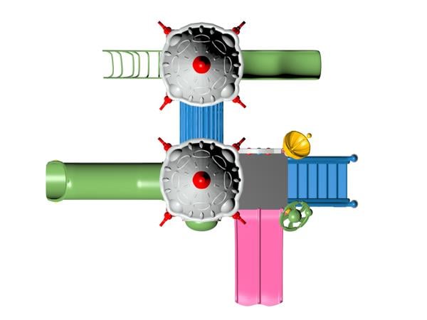 Üç Kuleli Üç Kaydıraklı Roket Temalı Çocuk Oyun Grubu